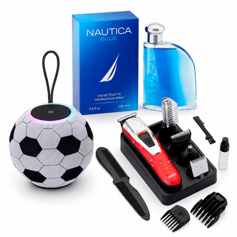 Combo Timco Rasuradora 7 en 1, Resistente al Agua - PG-600 + Nautica Blue 100ml Pour Homme Nautica - NAUTBLUE100 + Misik Bocina TWS Portátil Blanco con Luz en forma de balón - MS245