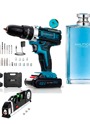 Combo Nautica Voyage EDT 200 ml. Caballero - 1322 + Pointek Set de Taladro con Accesorios Azul - STR-NL02