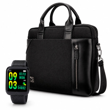 Combo Cloe Uomo 510 Porta Laptop 15 plg. Negro - R4EQI25510NEG + Smartwatch Hyper T2GO. Negro - TG-W84032