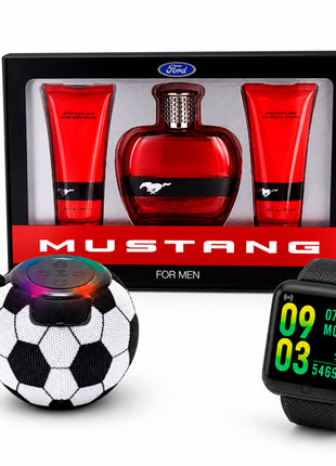 Combo Ford Mustang Para Caballero Perfume + Gel de Ducha + Crema para Después de Afeitar - FDMUR-529 + Smartwatch Hyper T2GO. Negro - TG-W84032 + Misik Bocina TWS Portátil en forma de mini balón - MS284