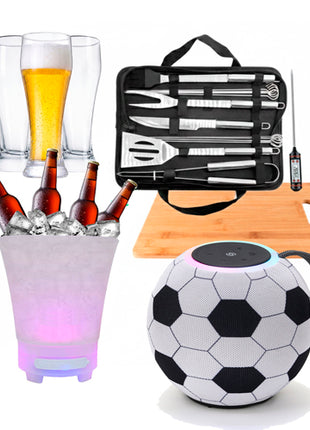 Combo Misik Bocina TWS Portátil en forma de balón - MS245 + Gift Box Set de Utensilios para Parrilla y Accesorios Multicolor 7 piezas - SPE-0726