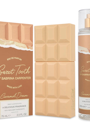 Combo Sabrina Carpenter Perfume Caramel Dream EDP Dama 75ml - SABCARAMEL + Body Mist Sweet Tooth Caramel Dream 236ml - SABODYCA