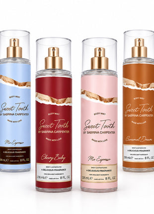 Combo Sabrina Carpenter 4 Body Mist - SABSWTMIST, SABODYCA, SABODYES, SABODYCB con 236ml c/u