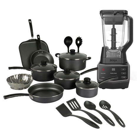 Combo Tramontina Batería Primaware 80119545 18Pzs Negro + Ninja Licuadora CT650 2L Negro