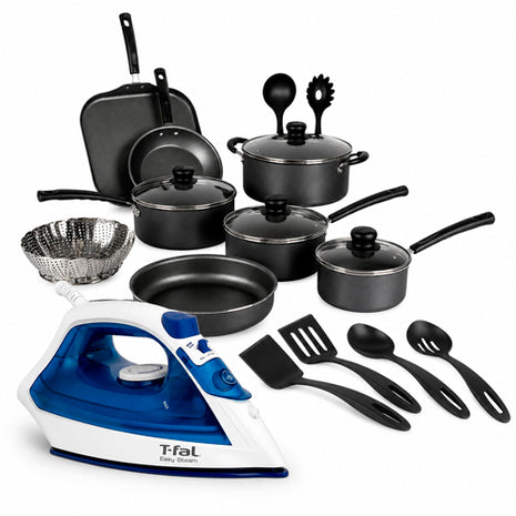 Combo Tramontina Batería Primaware 80119545 18Pzs Negro + T-fal Plancha FV1942X0 Easy Steam