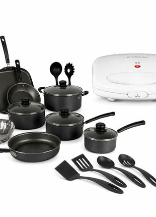 Combo Tramontina Batería Primaware Negro de cocina 18 pzs. - 80119545+ Proctor Silex Sandwichera Blanco - 25401G