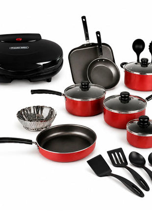 Combo Tramontina Batería Primaware Rojo de cocina 18 pzs. - 80119567 + Proctor Silex Parrilla Compacta - 25218P