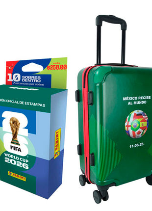 Peak Tour Maleta Rígida SOCCERFAN Verde 20” + Panini Blister 005460KBMX10 10 Sobres World Cup