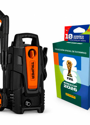 Truper Hidrolavadora HILA-1500 Naranja + Panini Blister 005460KBMX10 10 Sobres World Cup