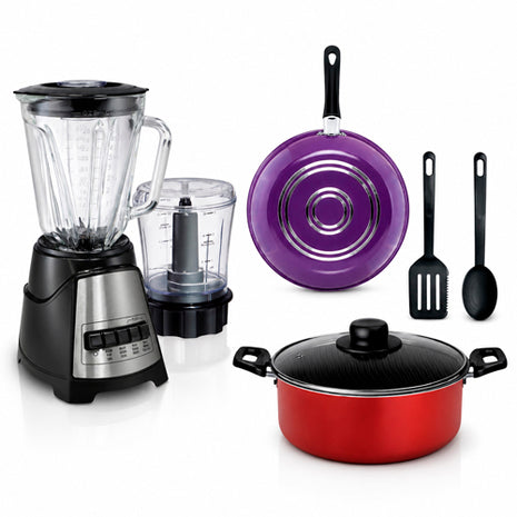 Combo Vasconia Batería de Cocina Multicolor 5 Piezas - 70001821 + Hamilton Beach licuadora, con procesador - 58149-MXR