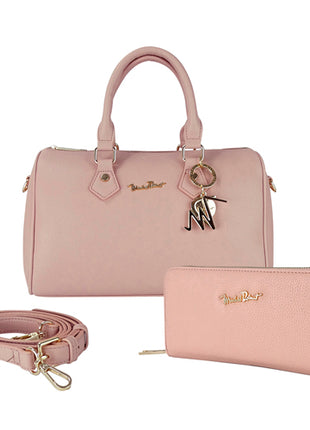 Combo Michel Domit Cartera para Dama Rosa con cierre MDTWAW004PK + Michel Domit Bolso para Dama Rosa con cierre MDTHBE001PK