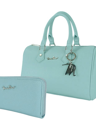 Combo Michel Domit Cartera para Dama Azul con cierre MDTWAW004AZ + Michel Domit Bolso para Dama Rosa MDTHBE001AZ