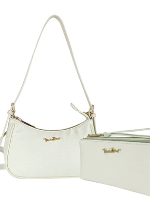 Combo Michel Domit Cartera para Dama con Diseño compacto, Ivory MDTWAW001IVORY + Michel Domit Cross Bag para Dama con Cierre, Ivory MDTSBE025IVORY