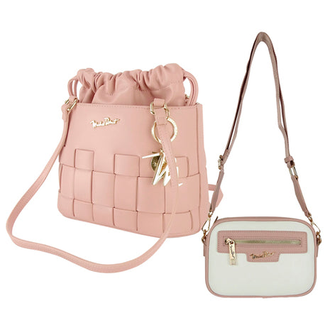 Combo Michel Domit Cross Bag con cierre para Dama, Rosa MDTCBE037PK + Michel Domit Cross Bag con Jareta para Dama, Rosa MDTSBE016PK
