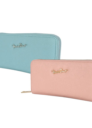 Combo Michel Domit Cartera mediana con cierre para Dama, Rosa MDTWAW004PK + Michel Domit Cartera mediana con cierre para Dama, Azul MDTWAW004AZ