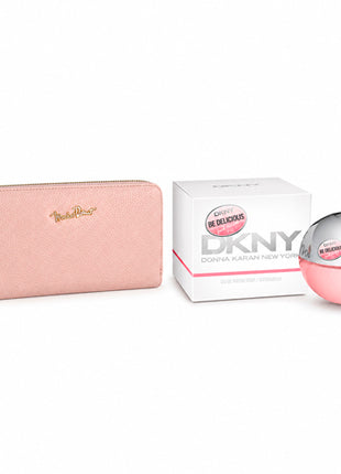 Combo Michel Domit cartera mediana con cierre organizadores internos, Rosa MDTWAW004PK + Perfume Be Delicious Fresh Blosson 100ml Dama DKNY FRESHBLOSSOM100