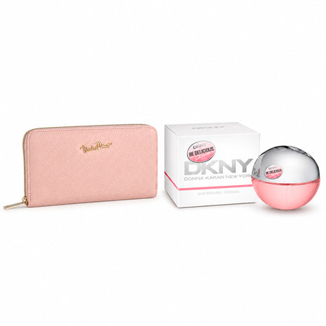 Combo Michel Domit cartera mediana con cierre organizadores internos, Rosa MDTWAW004PK + Perfume Be Delicious Fresh Blosson 100ml Dama DKNY FRESHBLOSSOM100