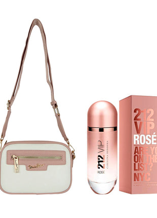 Combo Bolsa Michel Domit Dama con Correa Ajustable Beige MDTCBE037PK + Perfume Carolina Herrera 212 VIP Rose EDP 125 ml Dama CH212-778