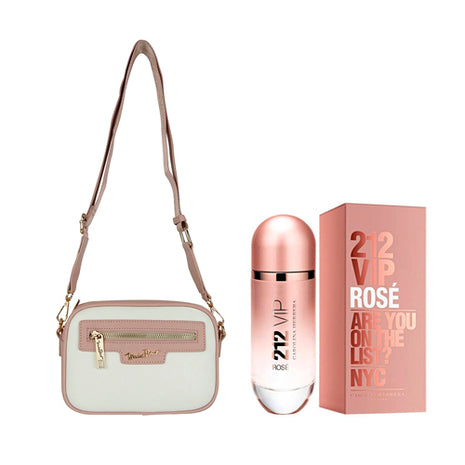 Combo Bolsa Michel Domit Dama con Correa Ajustable Beige MDTCBE037PK + Perfume Carolina Herrera 212 VIP Rose EDP 125 ml Dama CH212-778