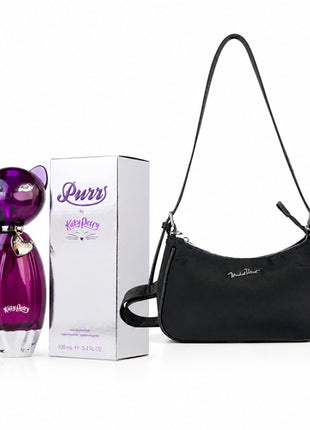 Combo Crossbag Bolsa Michel Domit Dama con Cierre Correa Ajustable Negro MDTSBE025NGR + Perfume Purrs EDP 100ml Dama PURRS100