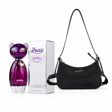 Combo Crossbag Bolsa Michel Domit Dama con Cierre Correa Ajustable Negro MDTSBE025NGR + Perfume Purrs EDP 100ml Dama PURRS100