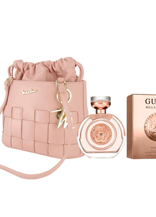 Combo Crossbag Bolsa Michel Domit Dama con Jareta Poliuretano Rosa MDTSBE016PK + Guess Bella Vita Rosa EDT 100 ml. Dama 32650