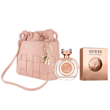 Combo Crossbag Bolsa Michel Domit Dama con Jareta Poliuretano Rosa MDTSBE016PK + Guess Bella Vita Rosa EDT 100 ml. Dama 32650
