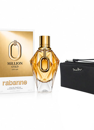 Combo Cartera Michel Domit Chica Billetes, Tarjetas y Monedas Negro MDTWAW001NGR + Paco Rabanne Perfume Million Gold for Her EDP 90Ml Refillable PRLMGOLD