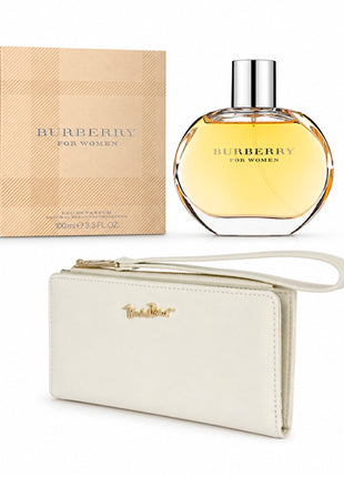 Combo Cartera Michel Domit Chica Dama Billetera, Tarjetera y Monedero Blanco MDTWAW001IVORY + Burberry Perfume Women edp 100 Ml. Dama - BBW100