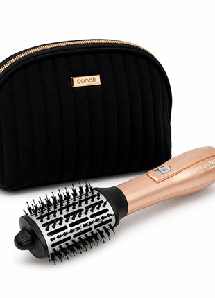 Combo Conair Cosmetiquera mediana efecto acolchado, Negro - A13042MX + BabylissPRO Cepillo de aire 2.5” - BNTRGHB250ES