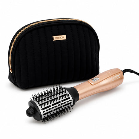 Combo Conair Cosmetiquera mediana efecto acolchado, Negro - A13042MX + BabylissPRO Cepillo de aire 2.5” - BNTRGHB250ES