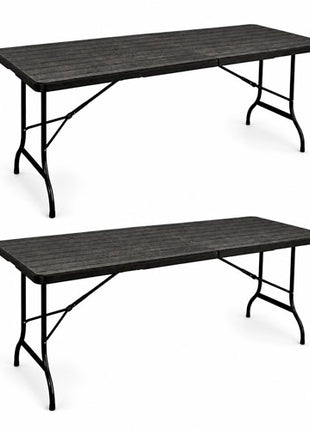 Combo Génesis 2 Mesas tipo portafolio café de 1.80 metros de plástico tipo madera - SM-MMCO