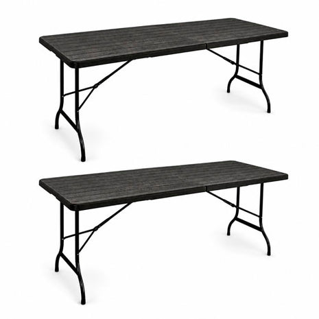 Combo Génesis 2 Mesas tipo portafolio café de 1.80 metros de plástico tipo madera - SM-MMCO