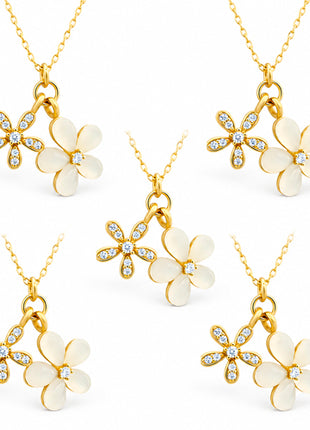 Combo Zvezda 5 Piezas Collar Dos Flores ZCO-CH-2FLO Chapa 18K