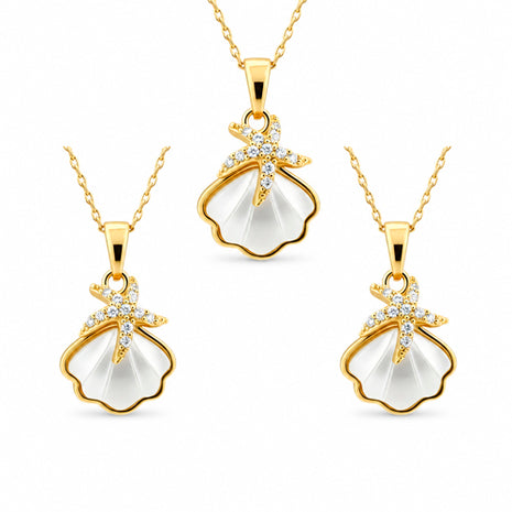 Combo Zvezda 3 Piezas Collar de Concha ZCO-CH-CONEST Chapa 18K
