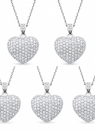 Combo Zvezda 5 Collares Corazón ZCO-PL-COR20 Plateado