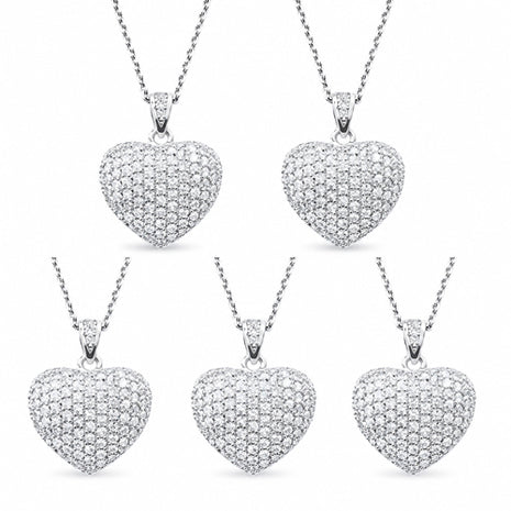 Combo Zvezda 5 Collares Corazón ZCO-PL-COR20 Plateado