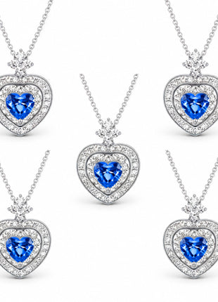 Combo Zvezda 5 Collares Corazón ZCO-PL-HEAR-AZ Plateado Sapphire