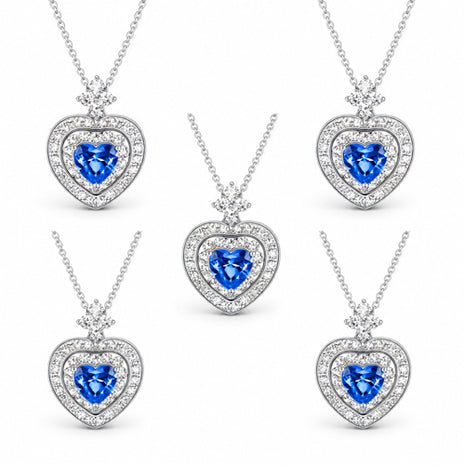 Combo Zvezda 5 Collares Corazón ZCO-PL-HEAR-AZ Plateado Sapphire