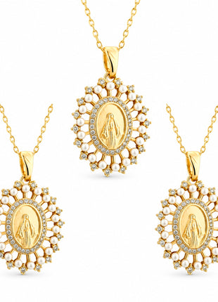 Combo Zvezda 3 Collares Virgen Milagrosa ZCO-CH-VIRMIL Chapa 18K