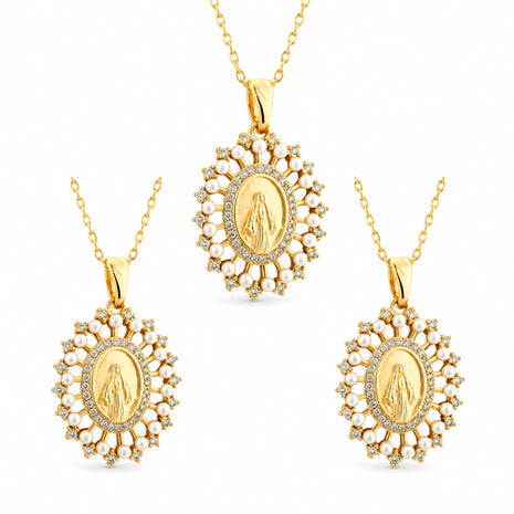 Combo Zvezda 3 Collares Virgen Milagrosa ZCO-CH-VIRMIL Chapa 18K
