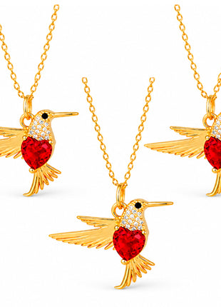 Combo Zvezda 3 Collares Colibrí ZCO-CH-COLI-RO Chapa de Ora 18K