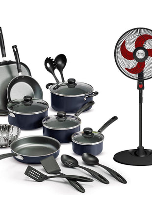 Combo Tramontina Primaware 3230-466 Azul 18Pzas + T-Fal Ventilador 18” VE2913X0 Pedestal