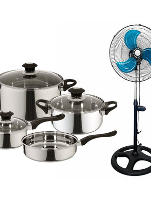Combo Magefesa Batería Veracruz 01BXVERAC07 Acero Inox + Homex Ventilador HV-18P90W 18” Negro