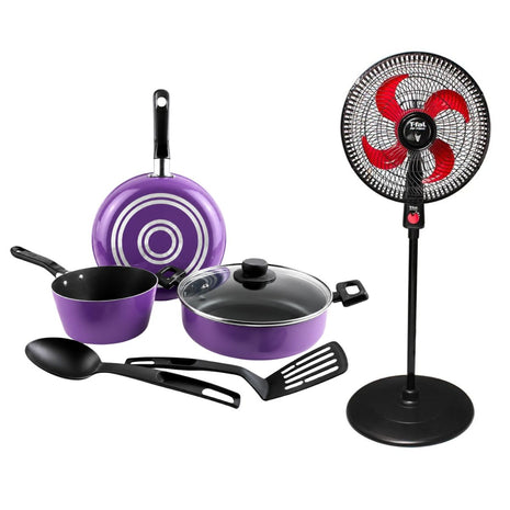 Combo Ecko Batería de Cocina 70010247 Lila 6 Piezas + T-Fal Ventilador VE31A3X0 16” Air Maxx