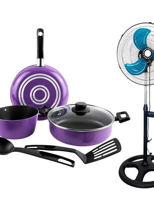 Combo Ecko Batería 70010247 Lila 6 Pzs + Homex Ventilador HV-18P90W 18” 3 en 1