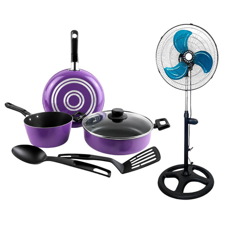 Combo Ecko Batería 70010247 Lila 6 Pzs + Homex Ventilador HV-18P90W 18” 3 en 1