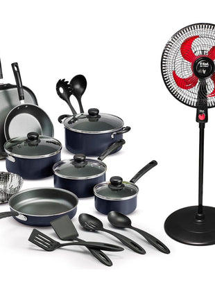 Combo Tramontina Batería Primaware 3230-466 Azul 18Pzs + T-Fal Ventilador Pedestal VE31A3X0 Air Maxx