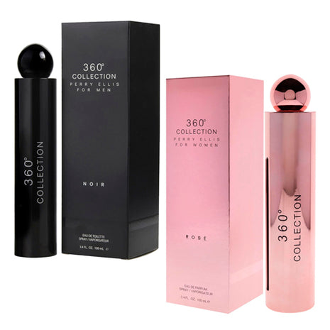 Combo Perry Ellis 360 Collection Noir edt 100 ml. Caballero - 360NOIR + Perry Ellis 360° Collection Rosé para Mujer EDP 100 ml - ROSEPE360