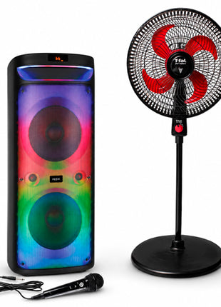 Combo T-fal Ventilador de pedestal 16" Air Maxx - VE31A3X0 + Misik Sistema de audio negro unibody Bluetooth - MB2240